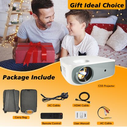 4K True 1080P High-definition Projector C55 White US - 9500 lumens